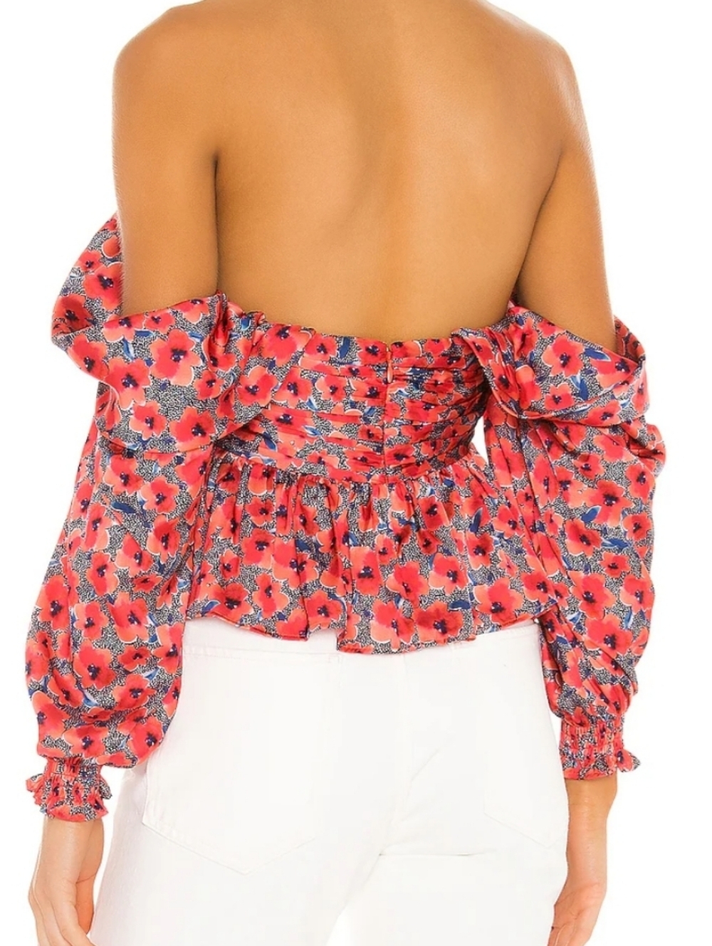 House of Harlow x REVOLVE Burna Blouse in Red Poppy Floral Medium - Picture 2 of 10